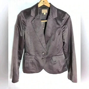 Ladies Hinge Silk Blend Jacket w Ruffles in back Gray/purple sz S